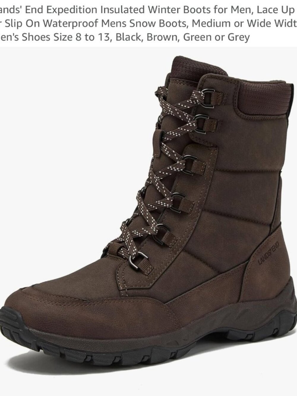 NEW Lands' End Expedition Insulated Waterproof Boots Men 11